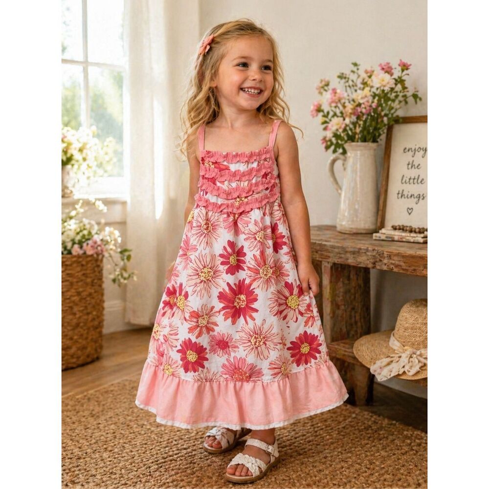 Penelope Mack little girl's dress size 3T pink summer sassy floral